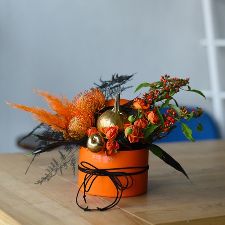 Квіти в коробці "Золота осінь", S