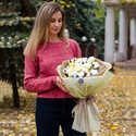 Букет из хлопка, тюльпанов и роз