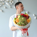 Букет с розой, гортензией, георгинами "Танец цветов"