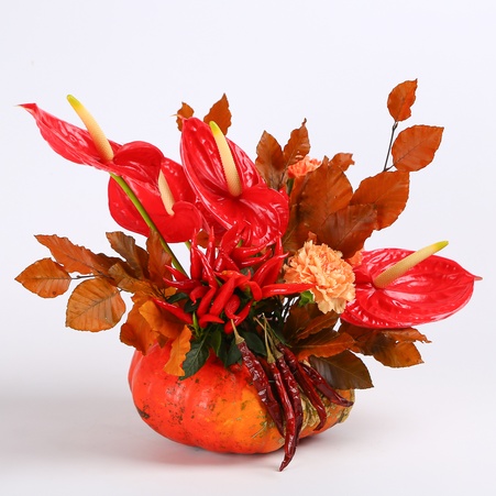 Цветы в тыкве "Осенний подарок"