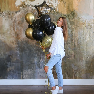 Оберемок повітряних куль чорно-золотий