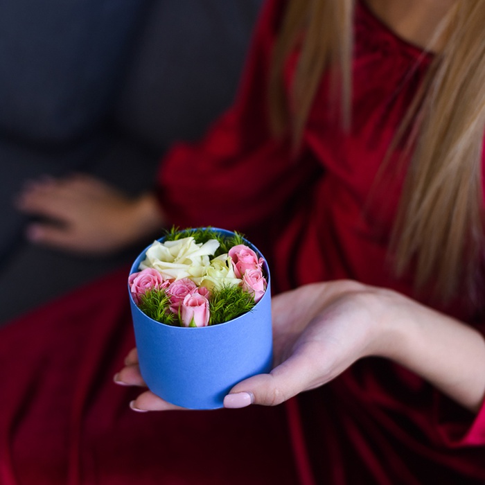 Цветы в коробке "Романтика" mini