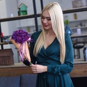 Букет в вафельном стаканчике "Фиолетовая гортензия"