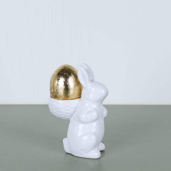 Керамический зайчик с корзиной, XS