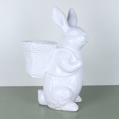 Керамічний кролик з кошиком, L