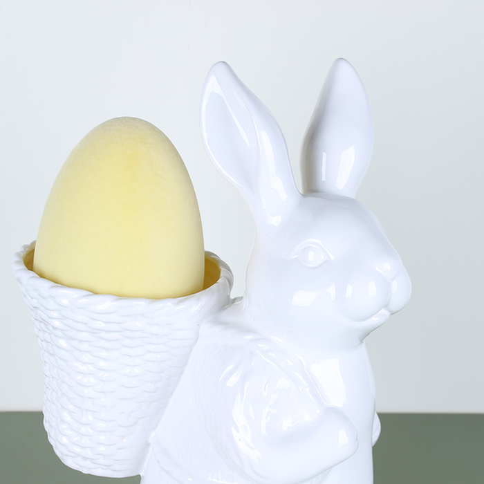 Керамический зайчик с корзиной, L
