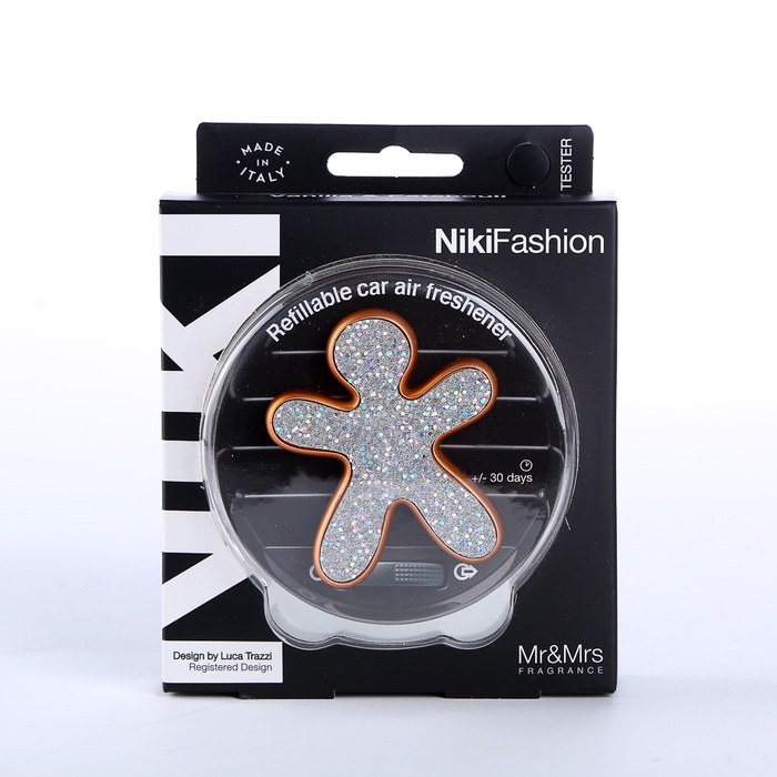 Ароматизатор в машину человечек Mr&Mrs NIKI FASHION Vanilla & Patchouly - York Glitter-Silver