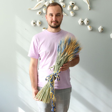 Букет из сухоцветов "Желто-голубая пшеница"