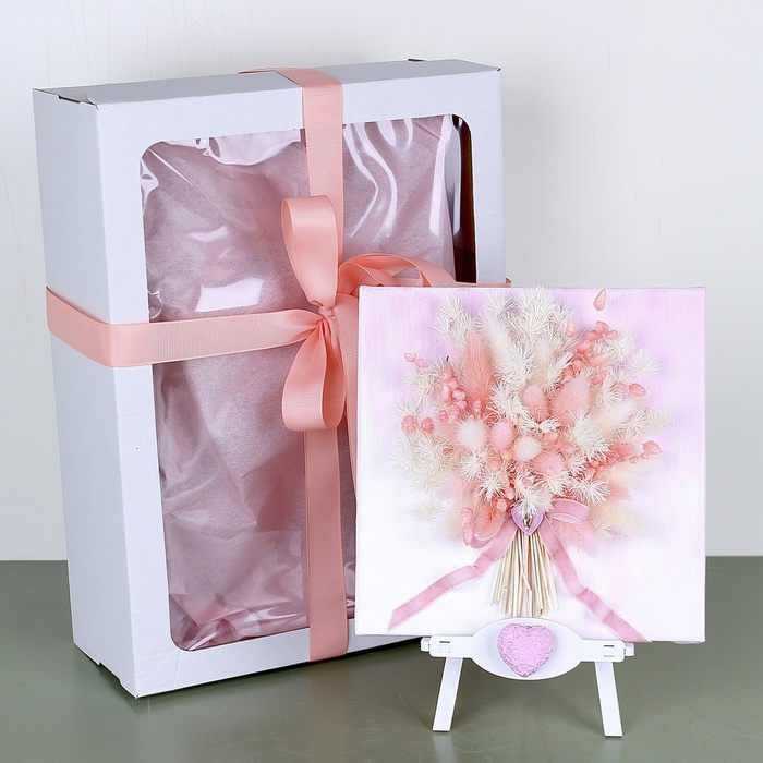 Картина из сухоцветов "Розовая арена эмоций"