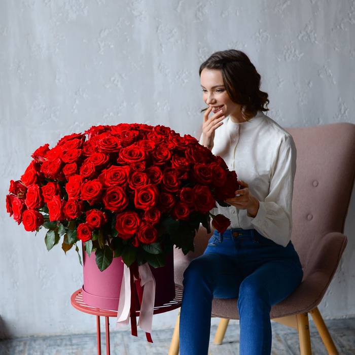 Квіти в коробці "Троянди Lady in red XL"