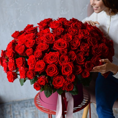 Квіти в коробці "Троянди Lady in red XL"