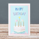 Открытка ручной работы с тортом "Happy Birthday"