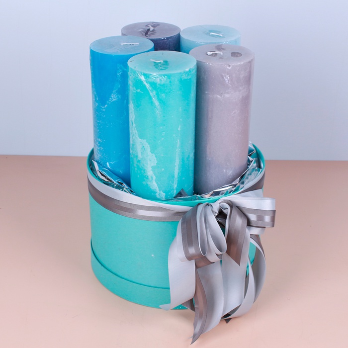 Подарочный набор со свечами бирюза