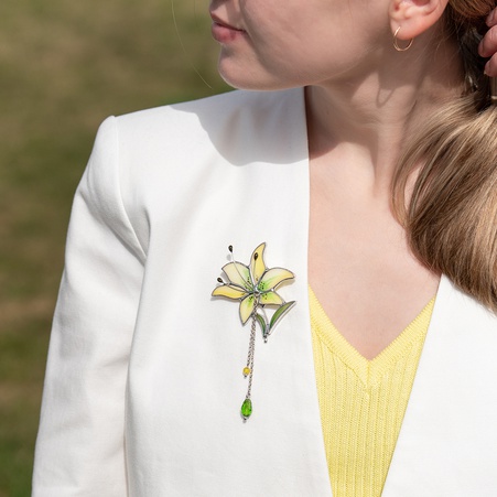 Брошка Лілія жовта