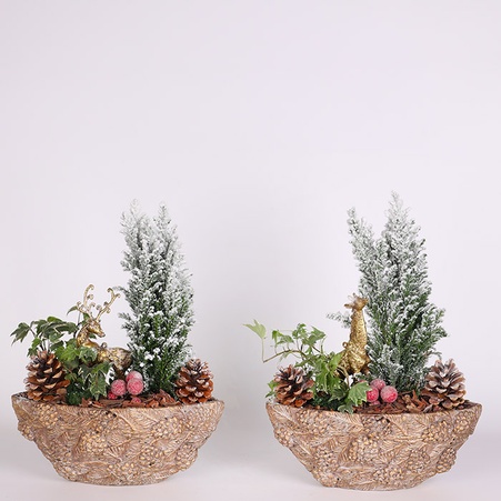 Зимова композиція в кашпо