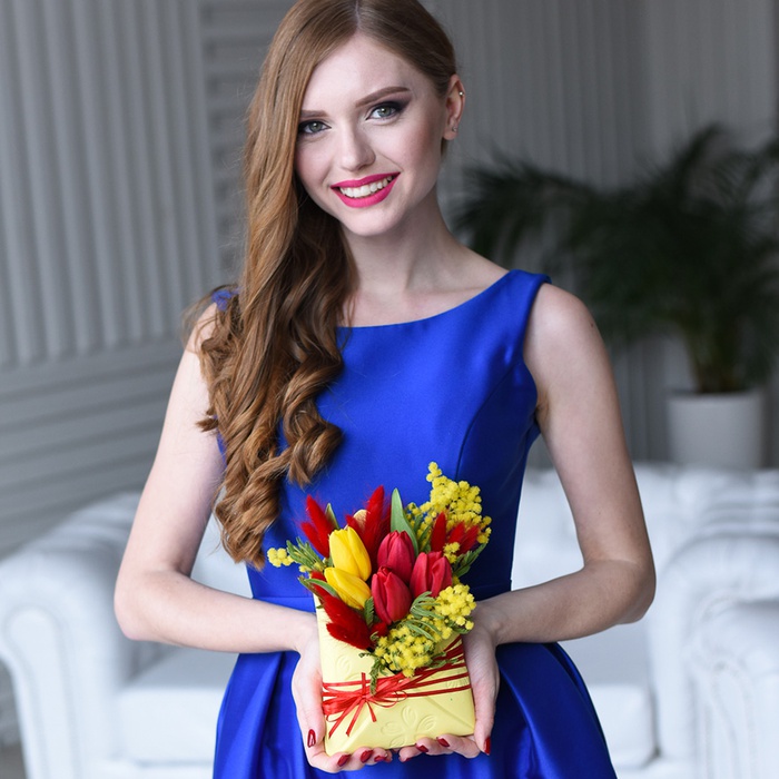 Композиция в конверте "Ароматная мимоза"