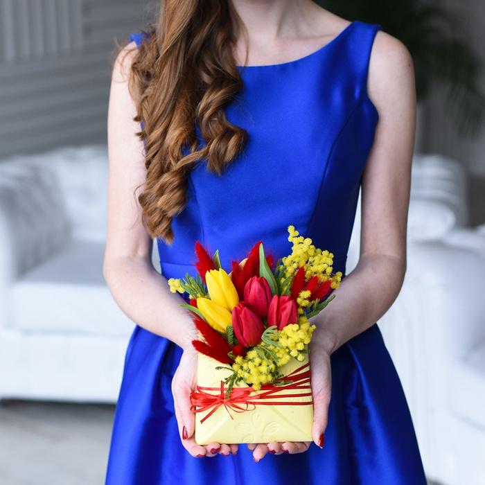 Композиция в конверте "Ароматная мимоза"