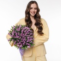 Букет 101 ніжно-фіолетовий тюльпан