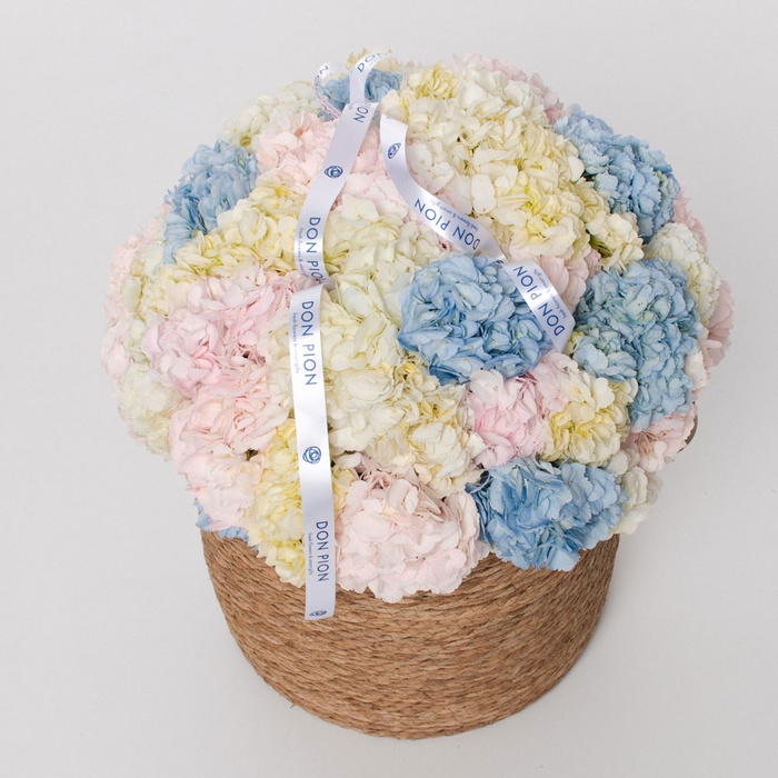 Цветы в корзине "51 гортензия микс"