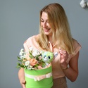 Квіти в коробці з м'якою іграшкою "Рись"