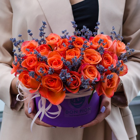 Цветы в коробке "Цветочная фантазия", S