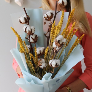 Букет із сухоцвітів "Бавовна та пшениця"