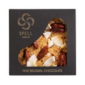 Плитка з темного, білого шоколаду з карамеллю, з пеканом та кокосом від Spell