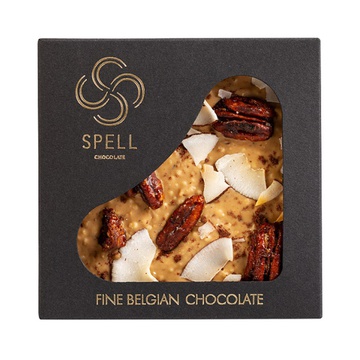 Плитка темного, белого шоколада с карамелью, с пеканом и кокосом от Spell