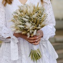 Букет невесты из гипсофилы и пшеницы