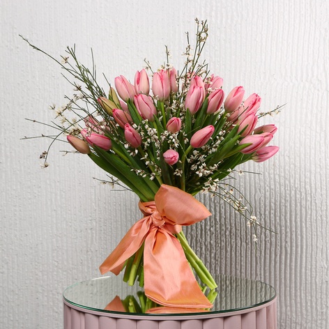 Букет 51 рожевий тюльпан