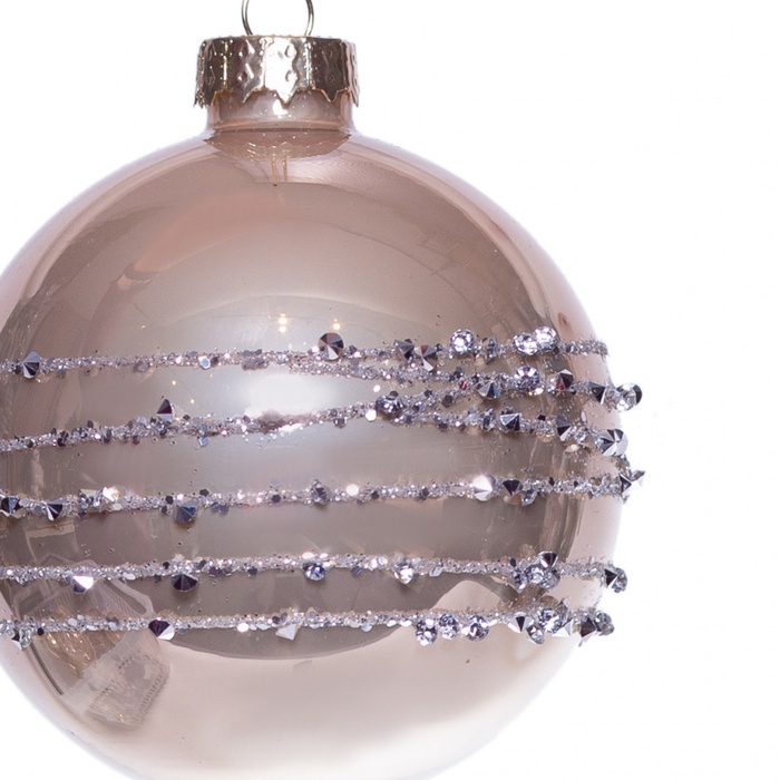 Новогодний шар на елку золотистый с камешками