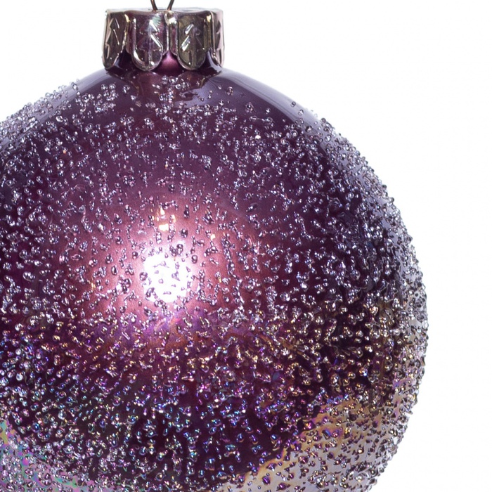 Новорічна куля на ялинку з бісером фуксія