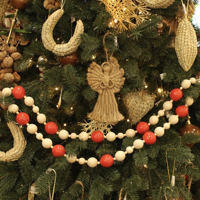 Эко гирлянда с красным на елку